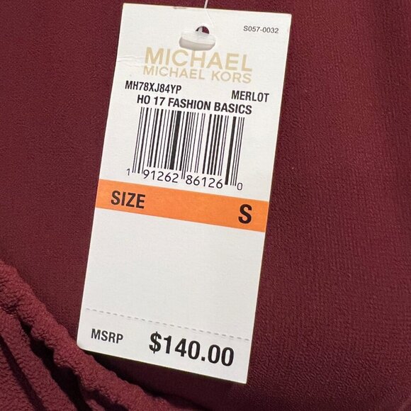 NWT Michael Kors Merlot Color Shift Dress with Bell Sleeves, Size Small - Picture 15 of 16